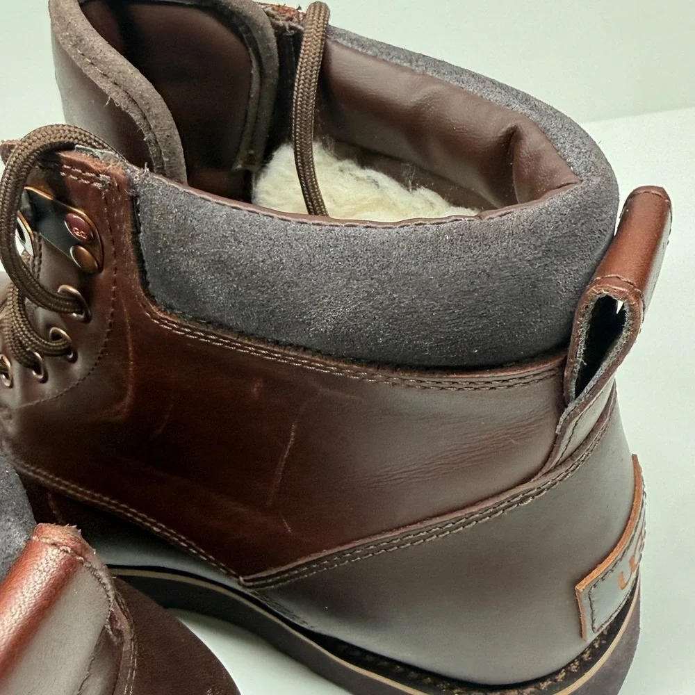 UGG Seton TL Men's Boots Lace Up Brown Leather Wool Lined Walking Size 10